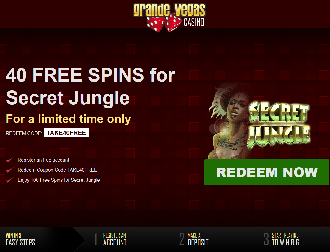 Get 40
                                Free Spins at Grande Vegas Casino!