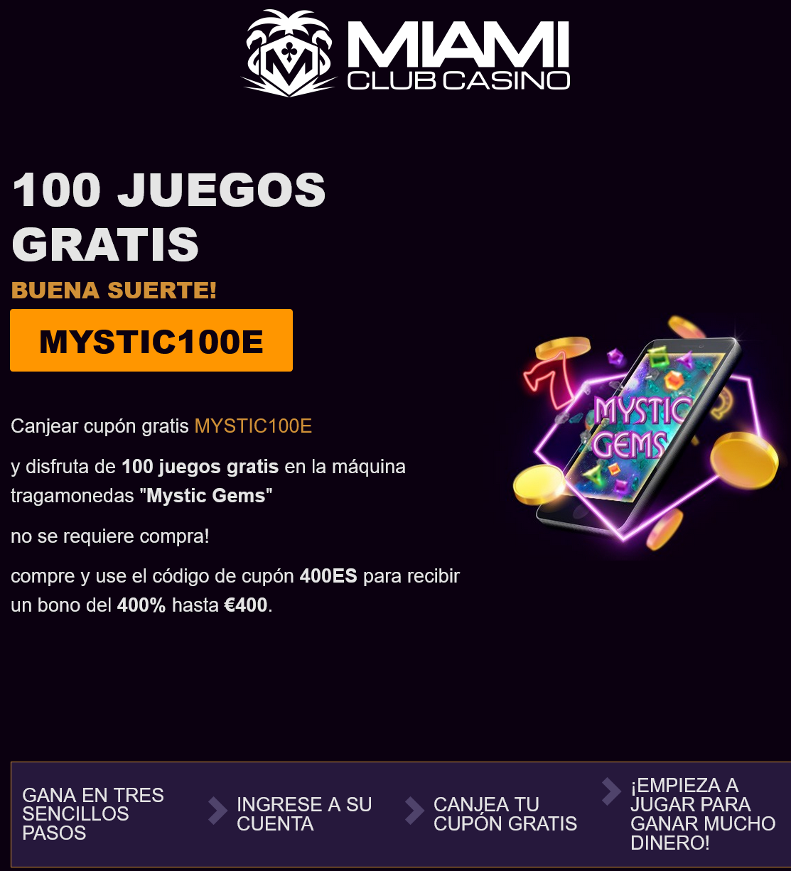 Miami Club ES
                                100 Free Spins (Spain)