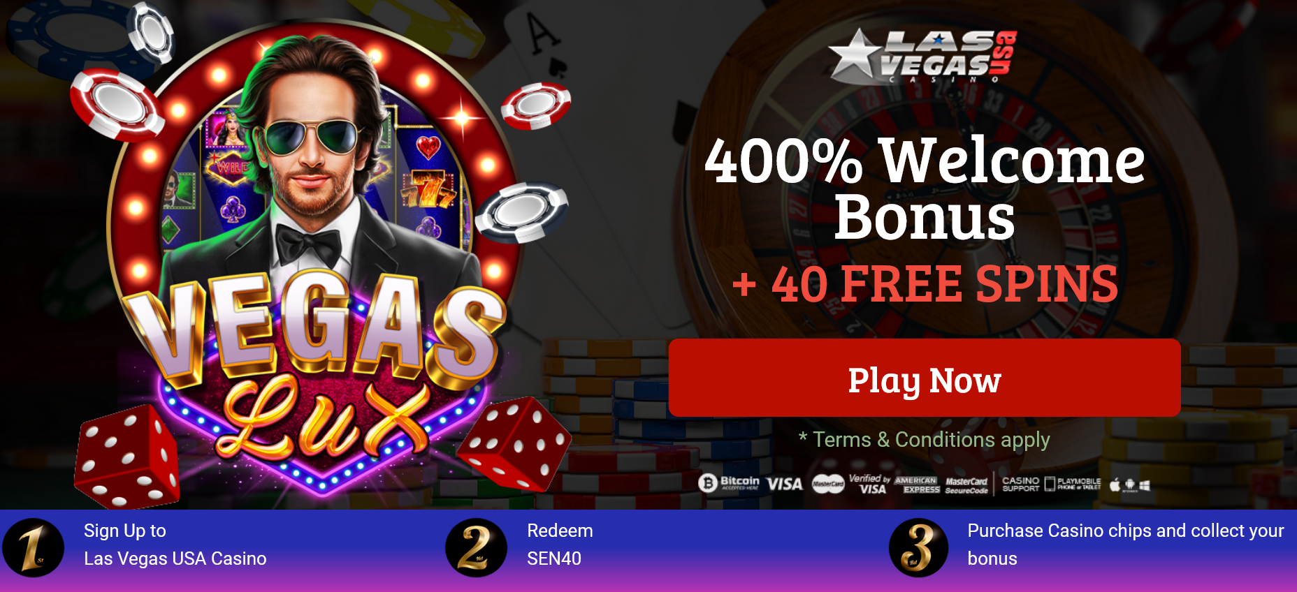 400% WELCOME BONUS + 40 FREE SPINS