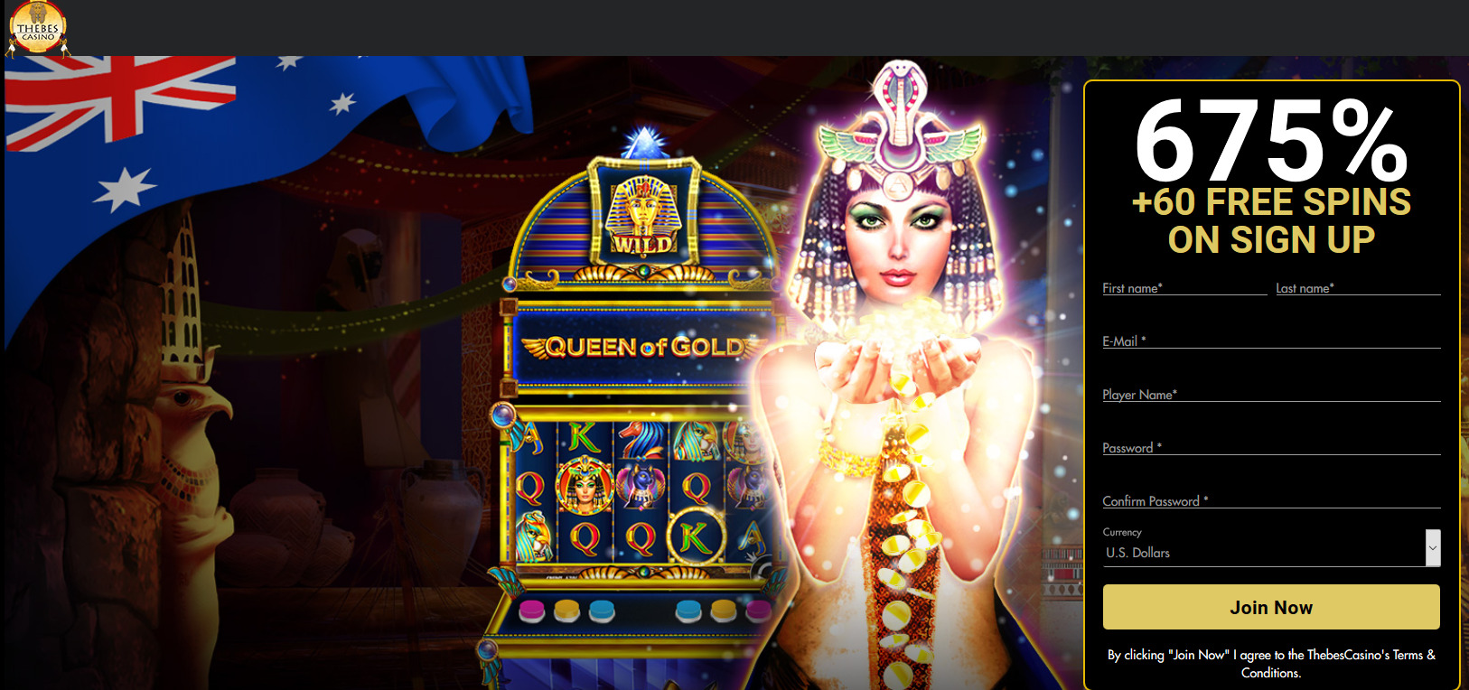 675% + 60 free spins Queen Of Gold