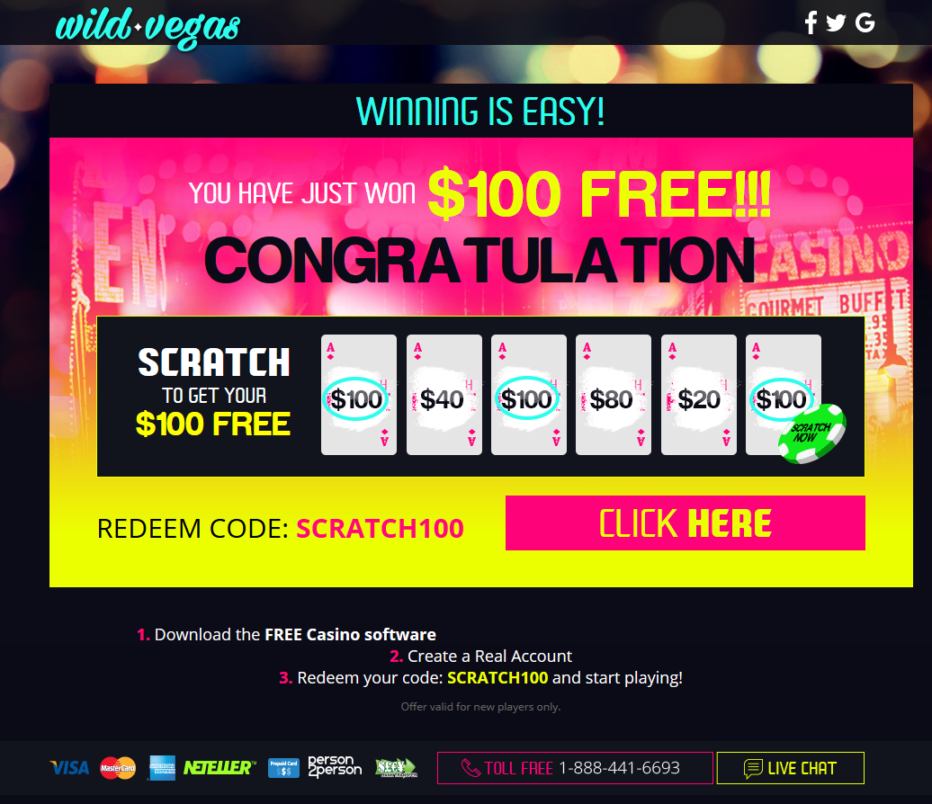 Wild Vegas Casino-You Have Just Won $100 Free Wild Vegas Casino-You Have Just Won $100 Free