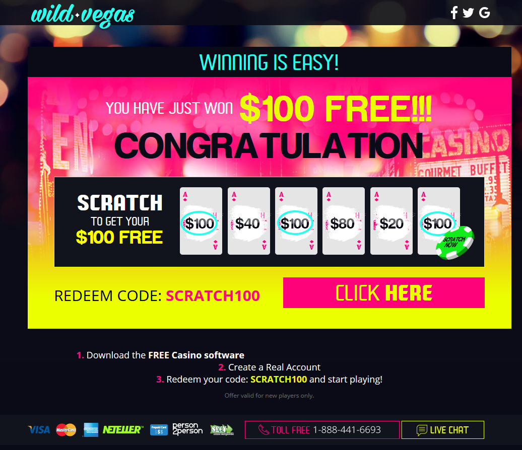 Wild Vegas Casino-You Have Just Won $100 Free